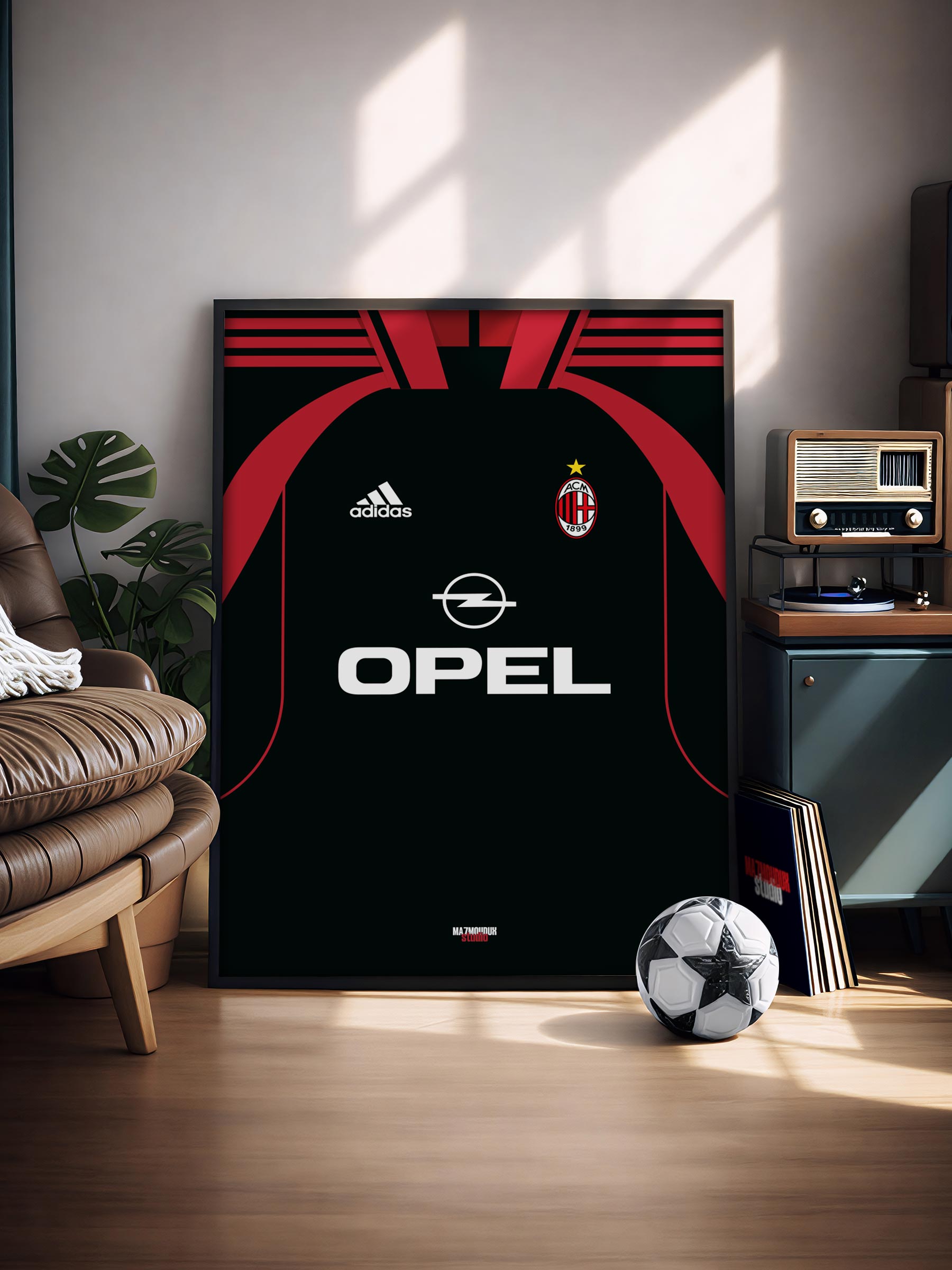 AC Milan Retro Kit - Framed Football Poster - Image 2