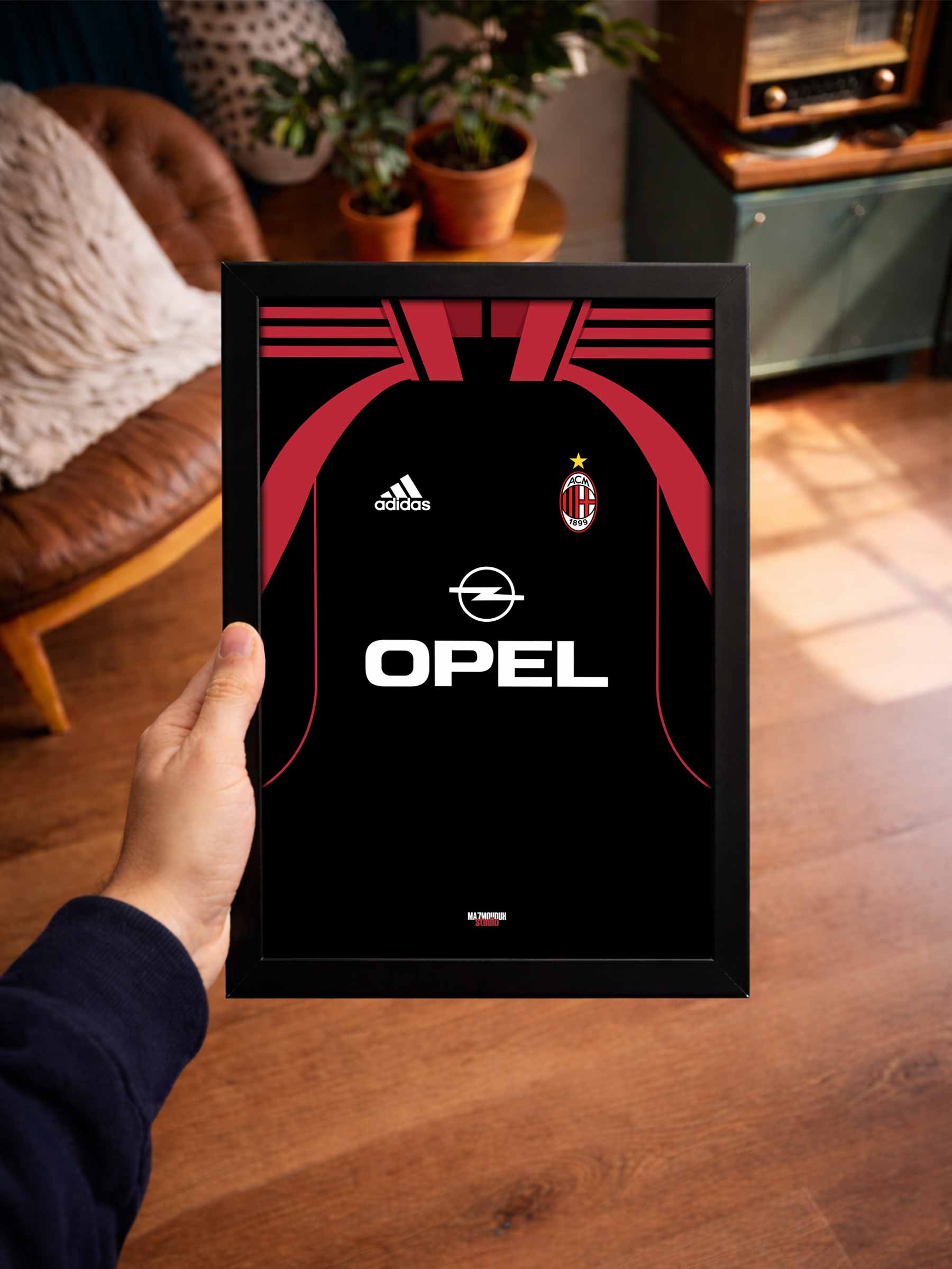 AC Milan Retro Kit - Framed Football Poster - Image 4