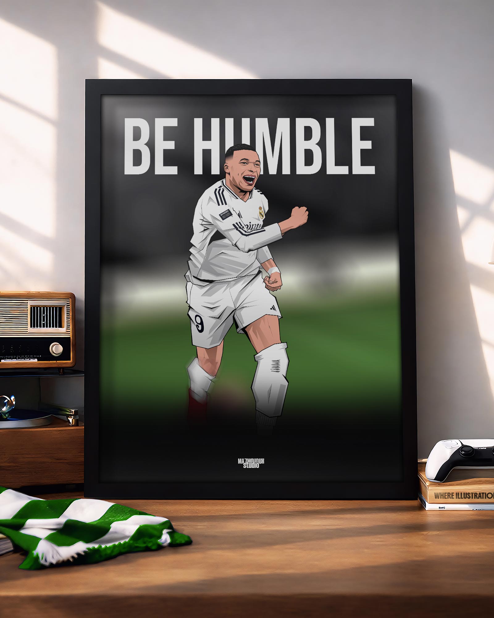 Kylian Mbappe (Be Humble) - Framed Football Poster