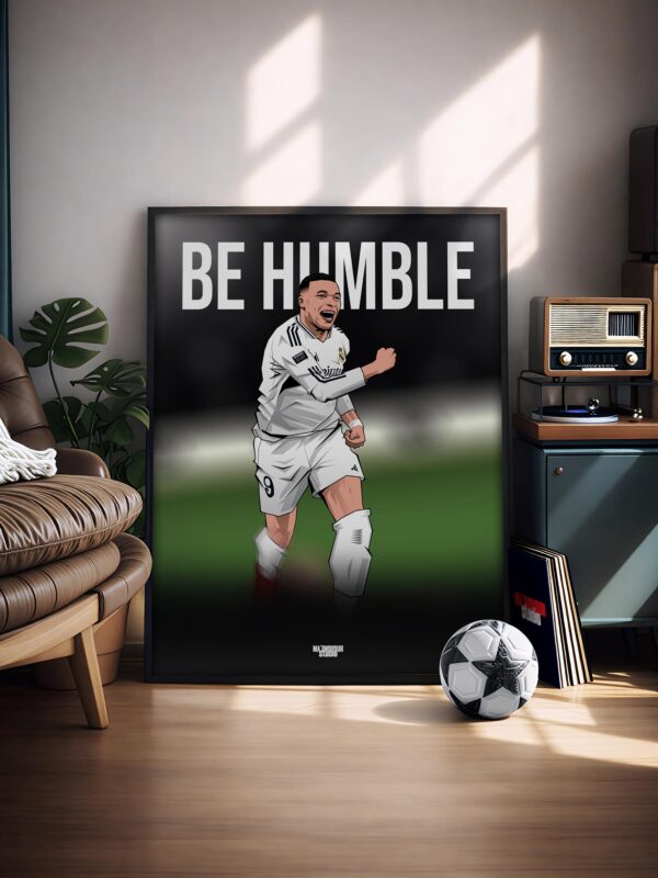 Kylian Mbappe (Be Humble) - Framed Football Poster