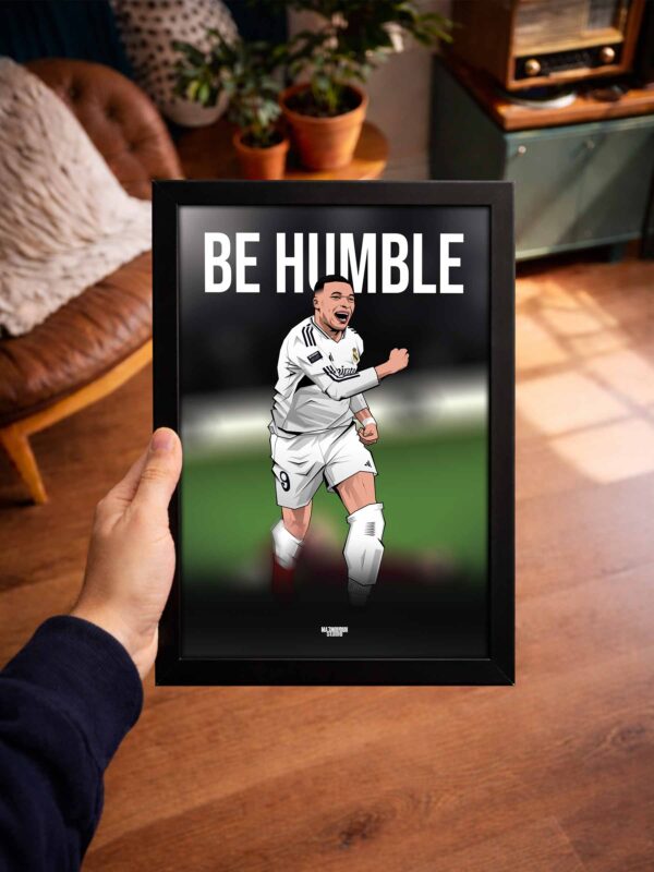 Kylian Mbappe (Be Humble) - Framed Football Poster