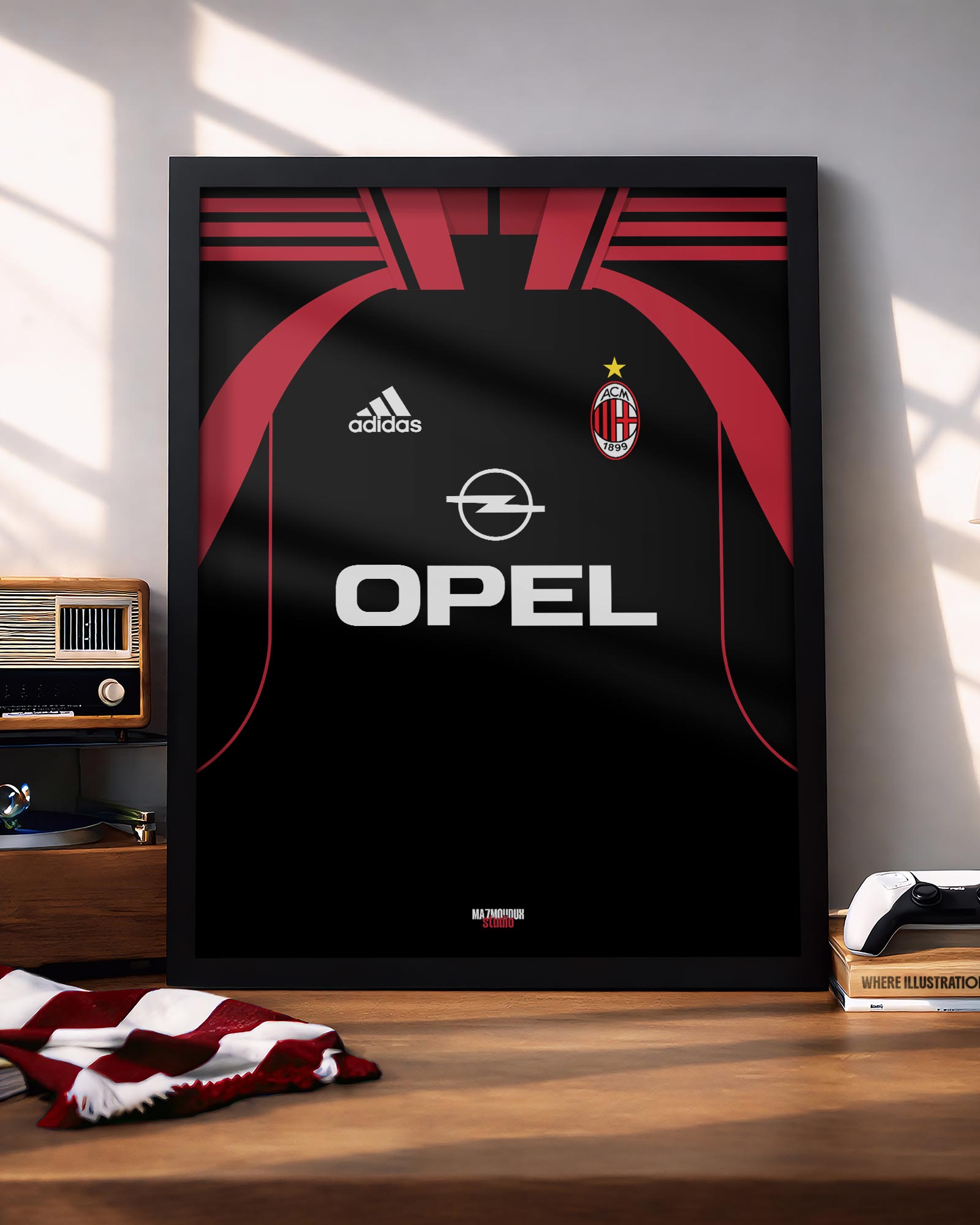 AC Milan Retro Kit - Framed Football Poster