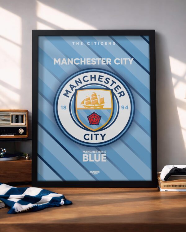 Manchester City Logo - Framed Football Poster