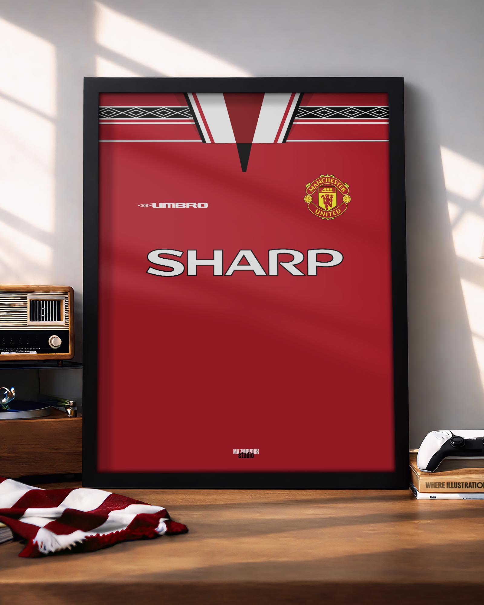 Manchester United Retro Kit - Framed Football Poster