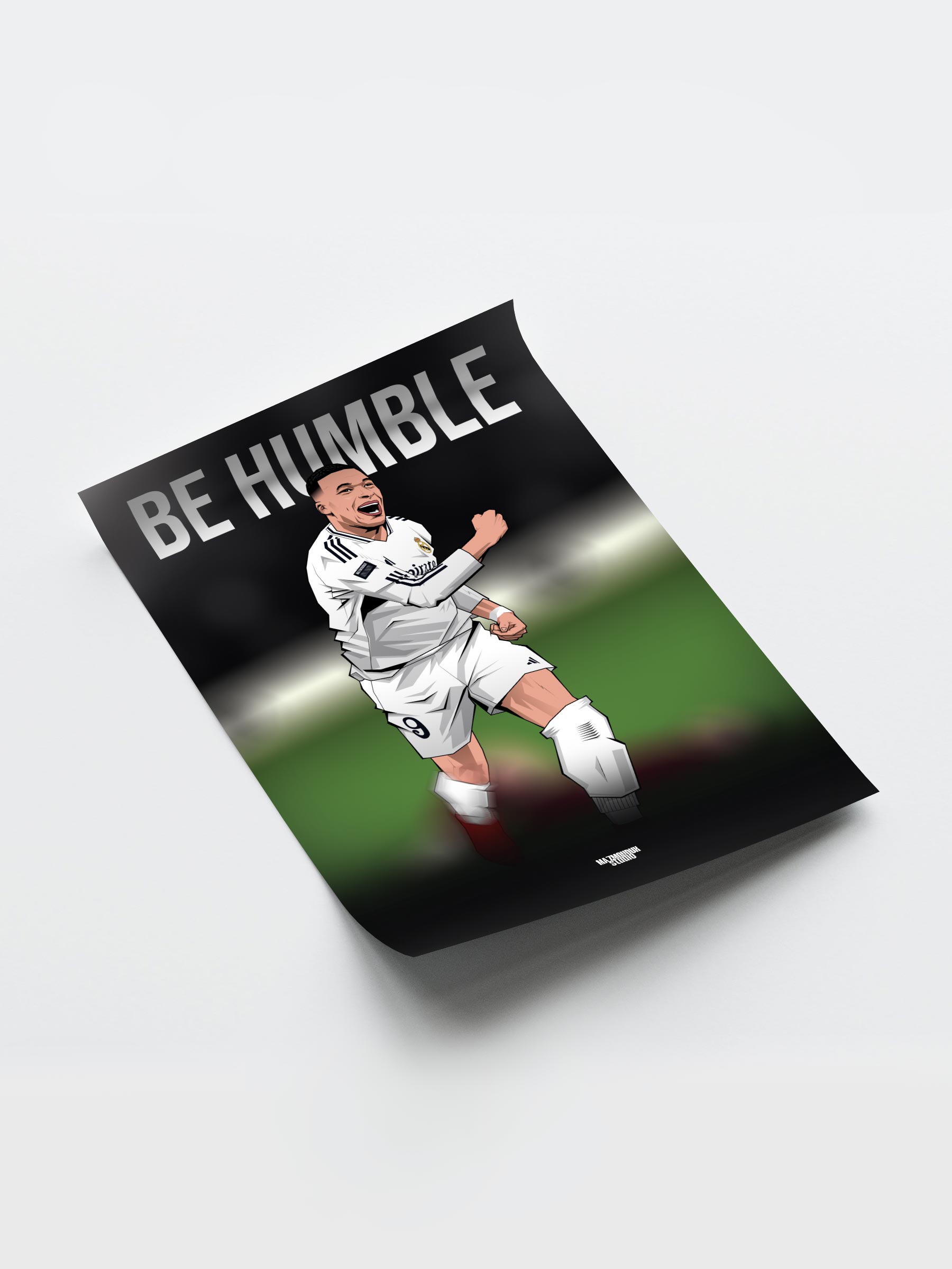Kylian Mbappe (Be Humble) - Framed Football Poster - Image 5