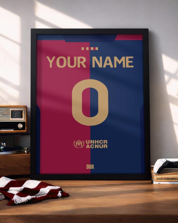 FC Barcelona Retro Customizable Kit - Framed Football Poster