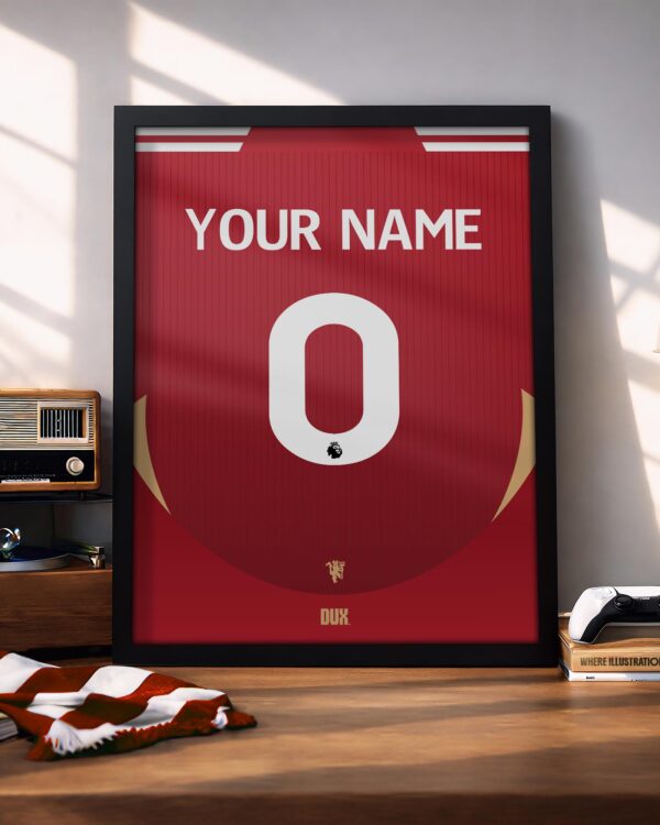 Manchester United 25/26 Customizable Kit - Framed Football Poster