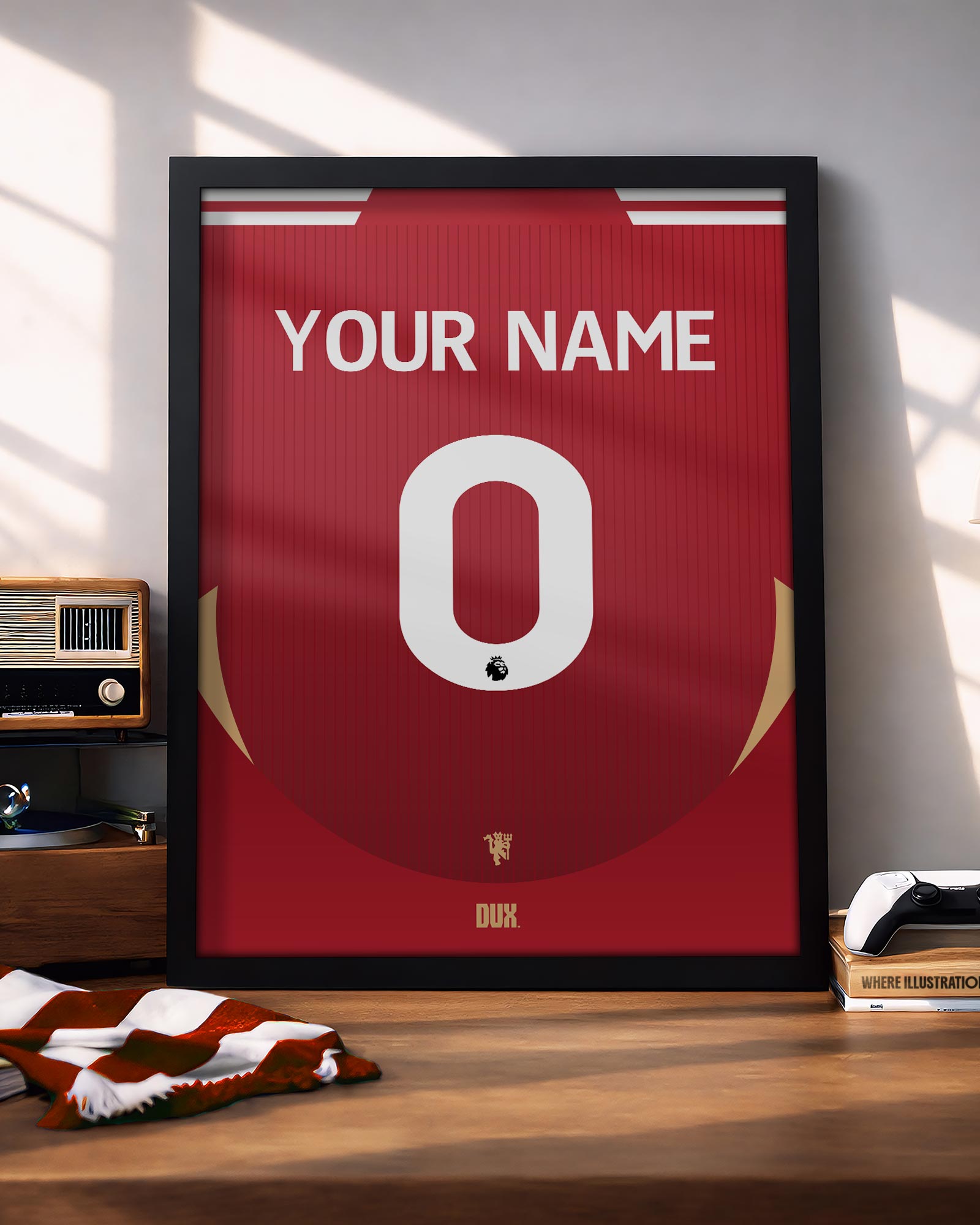 Manchester United 25/26 Customizable Kit - Framed Football Poster