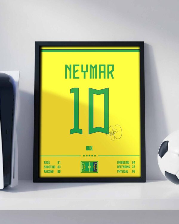 Neymar Brazil Jersey - Framed Football Poster