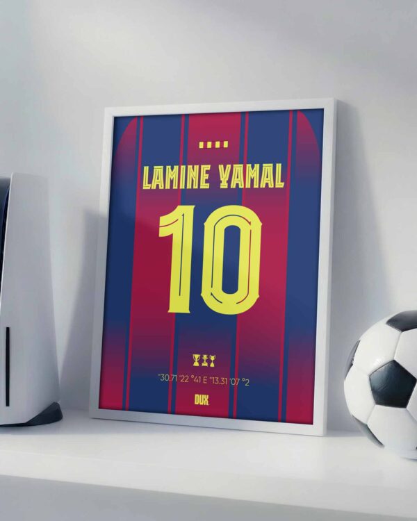 Lamine Yamal 25/26 Jersey - Framed Football Poster
