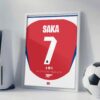Bukayo Saka 25/26 Jersey - Framed Football Poster