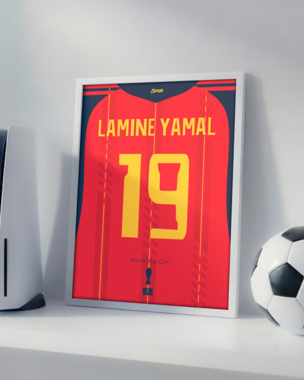 Lamine Yamal World Cup Jersey - Framed Football Poster