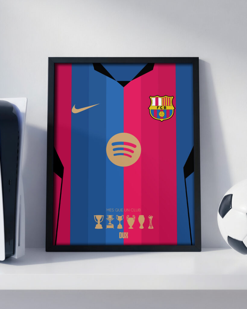 Barcelona 2027 Home Jersey - Framed Football Poster