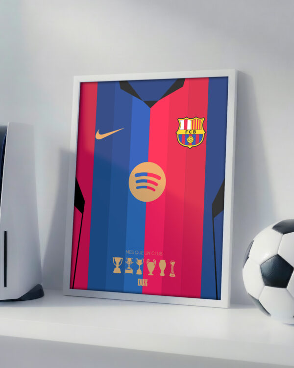 Barcelona 2027 Home Jersey - Framed Football Poster