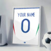 Italy 2024 Euro Customizable Jersey - Framed Football Poster