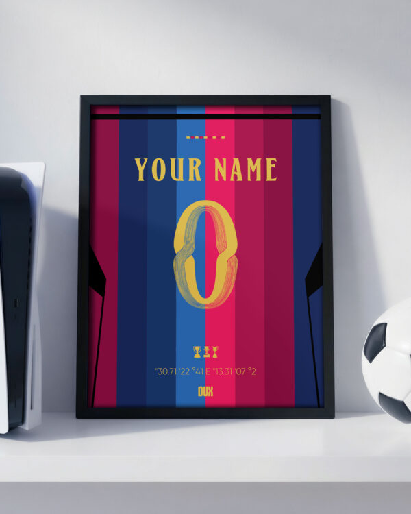 Barcelona 26/27 Customizable Jersey - Framed Football Poster