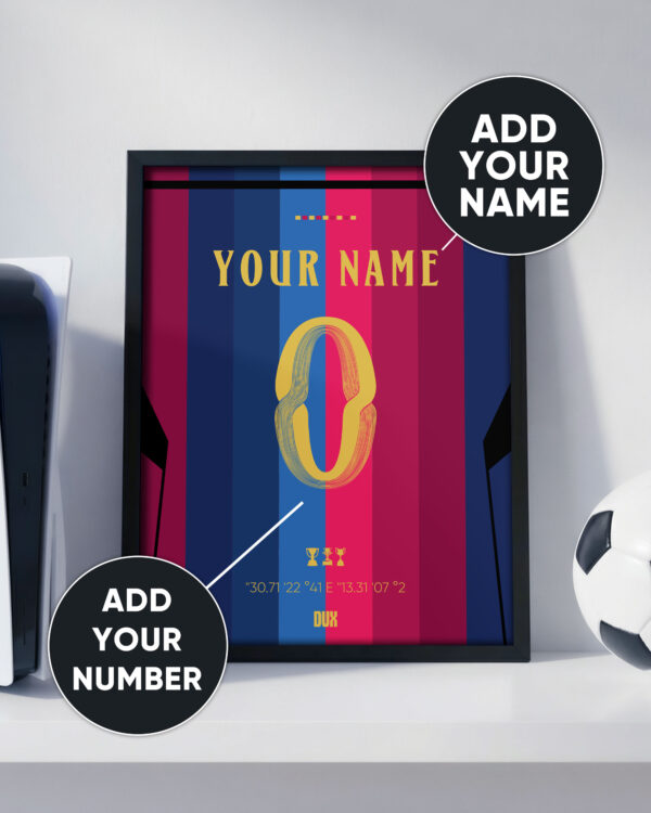 Barcelona 26/27 Customizable Jersey - Framed Football Poster