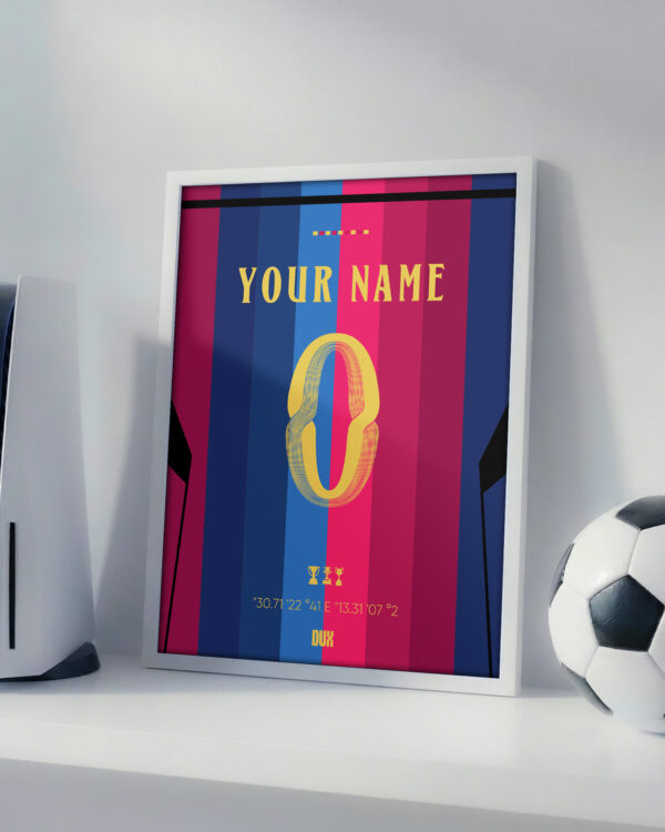 Barcelona 26/27 Customizable Jersey - Framed Football Poster