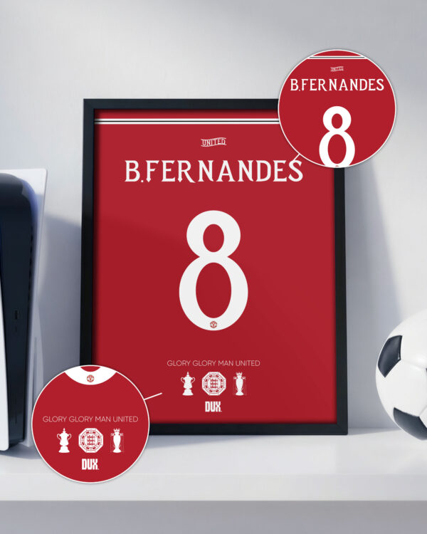 Bruno Fernandes 26/27 Home Jersey-  Framed Football Poster