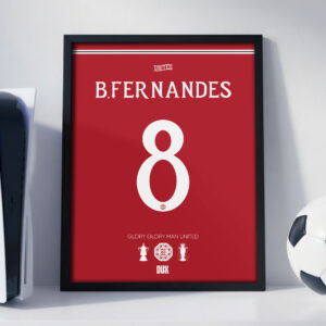 Bruno Fernandes 26/27 Home Jersey-  Framed Football Poster