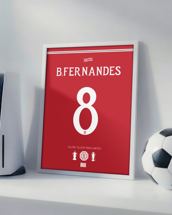 Bruno Fernandes 26/27 Home Jersey-  Framed Football Poster