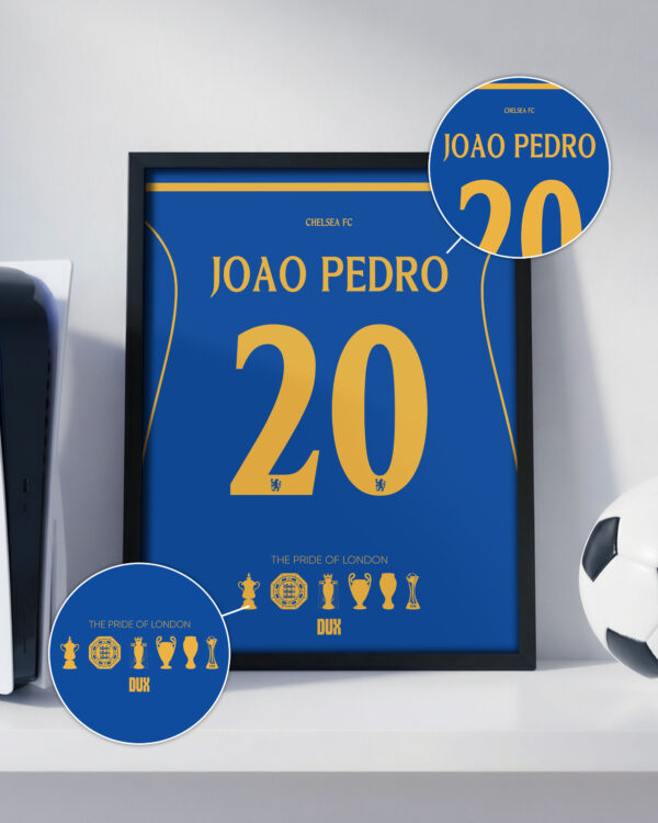 closeup-joao João Pedro 26/27 Home Jersey - Framed Football Poster