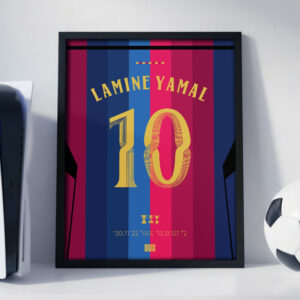 Lamine Yamal 26/27 Home Jersey - Framed Football Poster