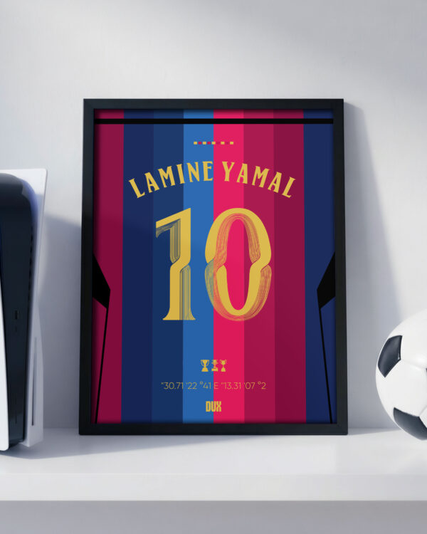 Lamine Yamal 26/27 Home Jersey - Framed Football Poster