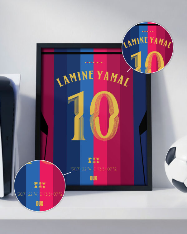 Lamine Yamal 26/27 Home Jersey - Framed Football Poster